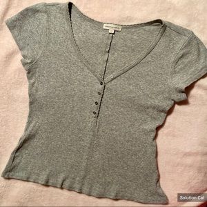 Gray V neck  blouse size small